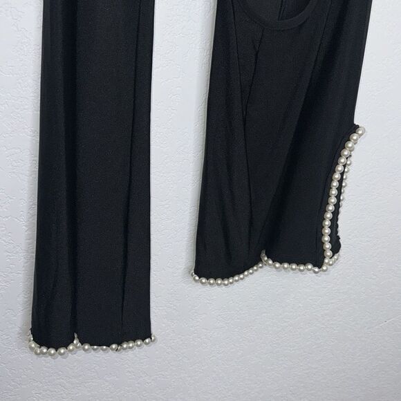 New Khanums Knur Pearl Trim Mini Dress in Black XS Revolve - Picture 5 of 16